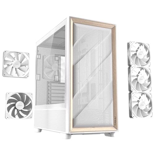 Antec FLUX ATX Mid Tower White / Brown with Tempered Glass Side Panel and USB 3.2 Gen 2 Type-C, USB 3.2 Gen 1 Type-A image