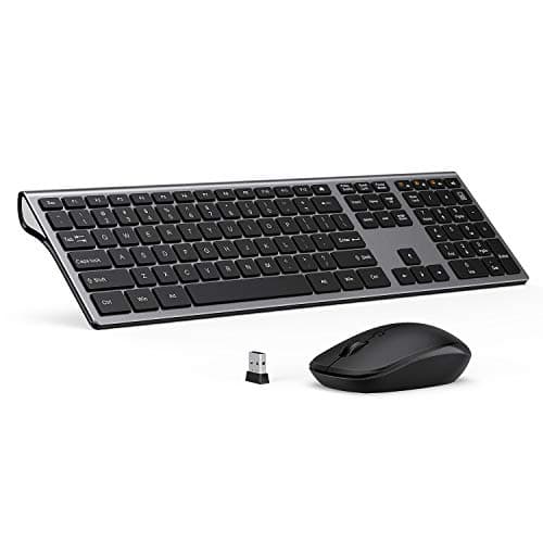 Wireless Keyboard and Mouse Combo - LEKVEY Slim Keyboard Mice, 2.4GHz 109 Keys Full Size Wireless Keyboard Mouse Set, with Number Pad, Silent Click, Stylish Design, US Layout (QWERTY), Space Gray image