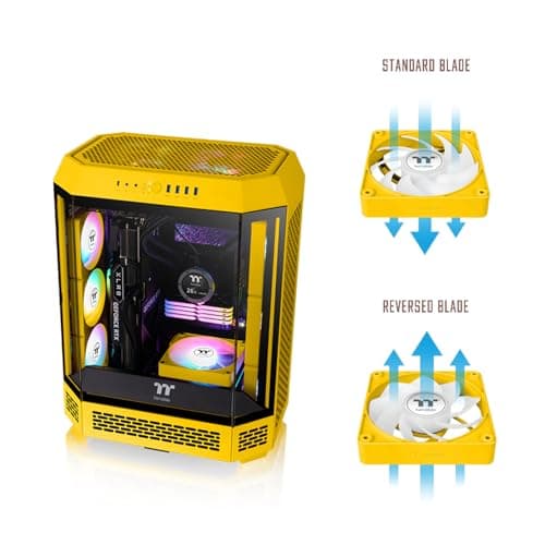 Thermaltake CT140 EX Reverse 140mm Yellow Addressable RGB Sync PWM 94.95 CFM 3-Pack image