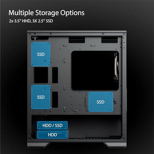 Vetroo M03 Micro ATX Mini Tower Black with Tempered Glass Side Panel and USB 3.2 Gen 1 Type-A, USB 2.0 Type-A image