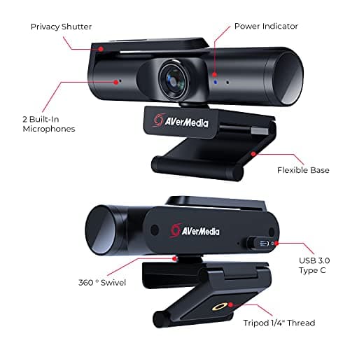 Avermedia PW513 4K 1080p USB 3.2 Gen 1 Type-C Webcam image
