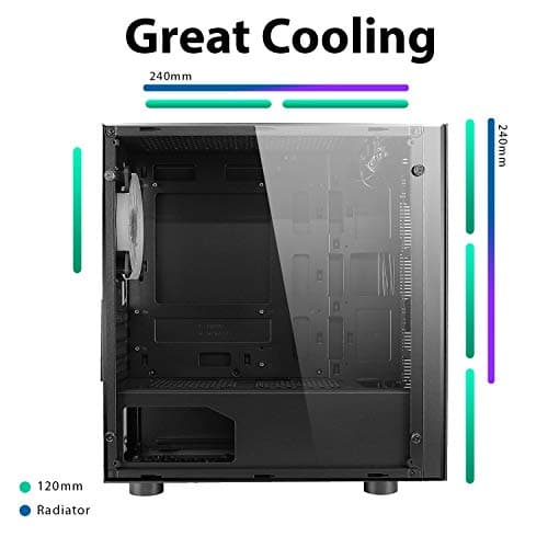 CiT Seven Micro ATX Mid Tower Black with Acrylic Side Panel and USB 2.0 Type-A Front Panel image