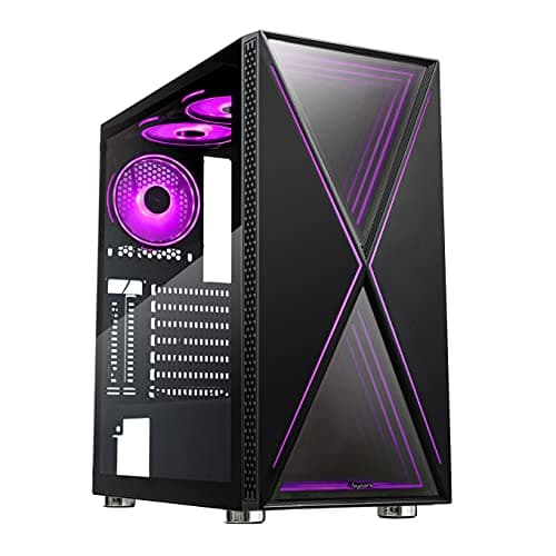 BGears b-BlackWidow-RGB ATX Mid Tower Black with Tinted Tempered Glass Side Panel and Front Panel USB 3.2 Gen 1 Type-A, USB 2.0 Type-A image