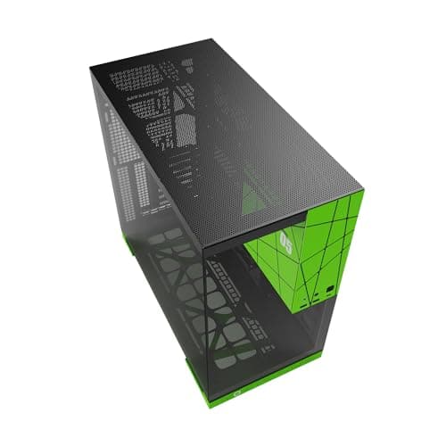 Geometric Future Model 5 ATX Mid Tower Black / Green Tempered Glass Side Panel image