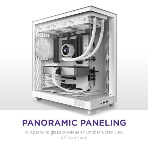 NZXT H6 Flow ATX Mid Tower White Tempered Glass Side Panel image