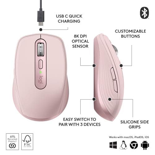 Logitech MX Anywhere 3S Bluetooth Wireless Wired Laser Mouse image