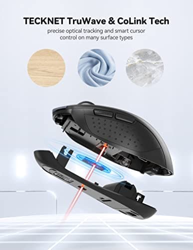 Wireless Mouse TeckNet 2.4G Optical Mouse with USB Nano Receiver for Notebook, PC, Laptop, Computer, 18 Month Battery Life, 3 Adjustable DPI Levels: 2000/1500/1000 DPI (Grey) image