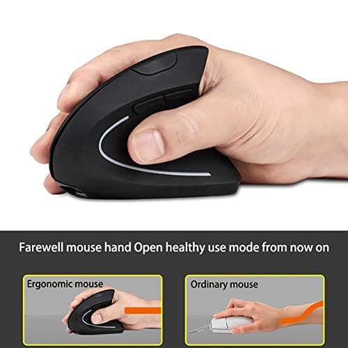 More&Better Wireless Vertical Mouse 2.4G USB Rechargeable Ergonomic Optical Computer Mouse, Black image