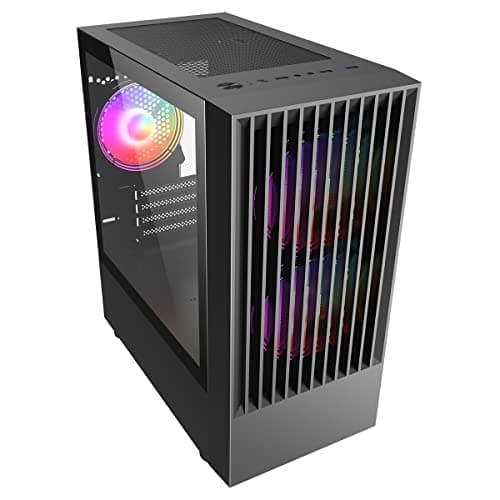 CiT Slammer Micro ATX Mid Tower Black with Tempered Glass Side Panel and USB 3.2 Gen 1 Type-A, USB 2.0 Type-A image