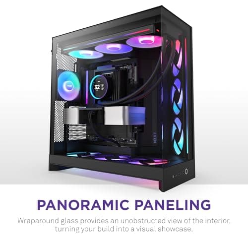 NZXT H9 Flow RGB (2025) ATX Mid Tower Black Tinted Tempered Glass USB 3.2 Gen 2x2 Type-C USB 3.2 Gen 1 Type-A image