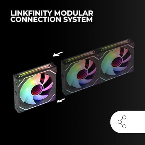 Mars Gaming MF-LINKFINITY 120mm Black Addressable RGB PWM 69 CFM 3-Pack image