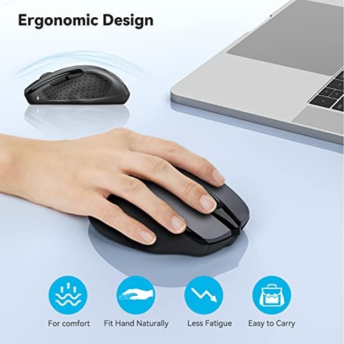 TeckNet 2600DPI Bluetooth Wireless Mouse, 12 Months Battery Life with Battery Indicator, 2600/2000/1600/1200/800DPI image