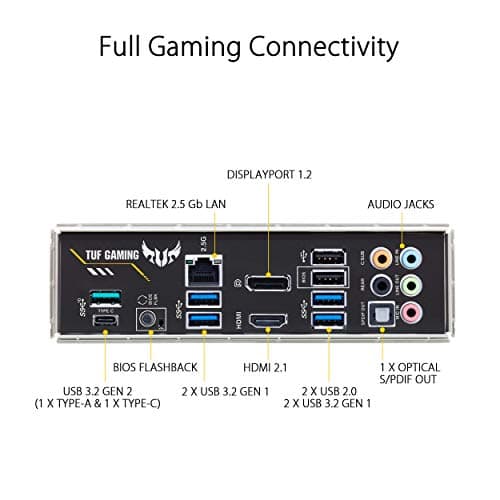 ASUS TUF GAMING B550-PLUS AMD AM4 Zen 3 Ryzen 5000 & 3rd Gen Ryzen ATX Gaming Motherboard (PCIe 4.0, 2.5Gb LAN, HDMI 2.1, BIOS Flashback, USB 3.2 Gen 2, Addressable Gen 2 RGB Header and Aura Sync) image