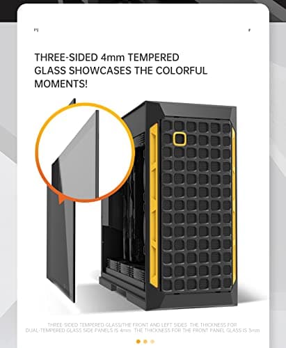 Geometric Future Model 6 ATX Mid Tower Black / Yellow with Tinted Tempered Glass Side Panel and USB 3.2 Gen 1 Type-A image