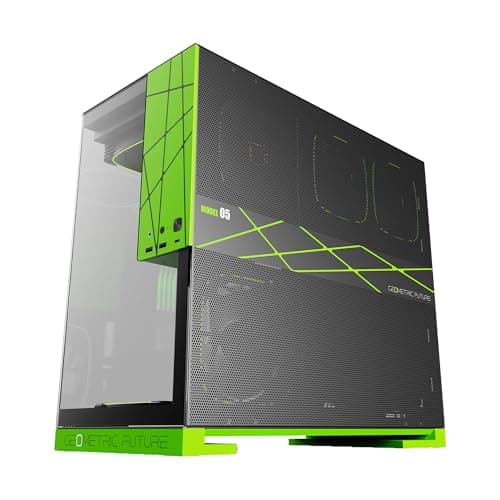 Geometric Future Model 5 ATX Mid Tower Black / Green Tempered Glass Side Panel image