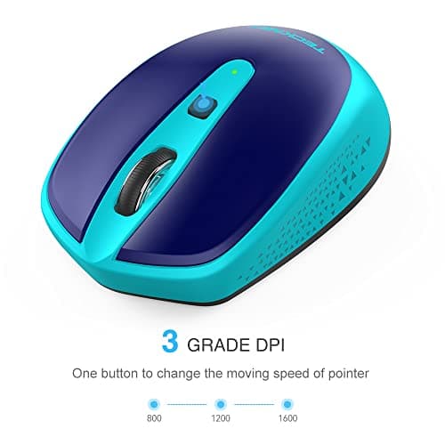 TECKNET Omni Small Portable 2.4G Wireless Optical Mouse with USB Nano Receiver for Laptop Computer, 18 Month Battery Life, 3 Adjustable DPI Levels: 2000/1500/1000 DPI image