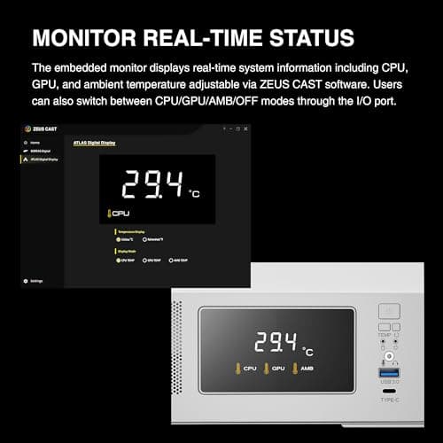 GAMDIAS ATLAS M1 ATX Mid Tower White with Tempered Glass Side Panel, USB 3.2 Gen 1 Type-A, and 420 x 210 x 465 mm image