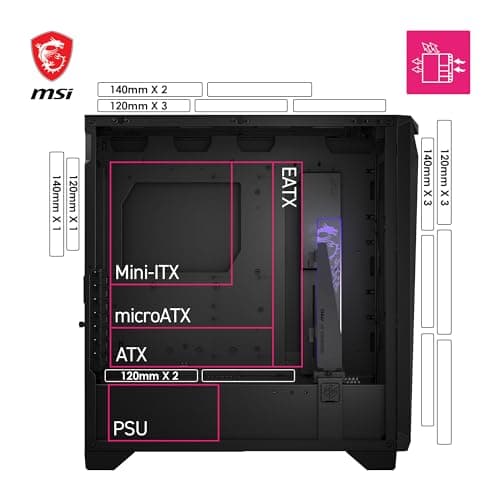 MSI MPG GUNGNIR 300P AIRFLOW ATX Mid Tower Black Tempered Glass image