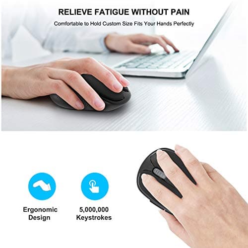 Wireless Silent Mouse, WISFOX 2.4G Wireless Laptop Mouse with USB Nano Receiver, 3 Adjustable DPI Levels and 6 Buttons, Power On-Off Switch, A Long Battery Life Ideal for Work, Study, Sport Fan image
