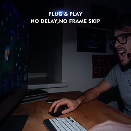 VicTsing Wireless Gaming Mouse with Unique Silent Click, Breathing Backlit, 2 Programmable Side Buttons, 2400 DPI, Ergonomic Grips, 7-Button Design- Black image