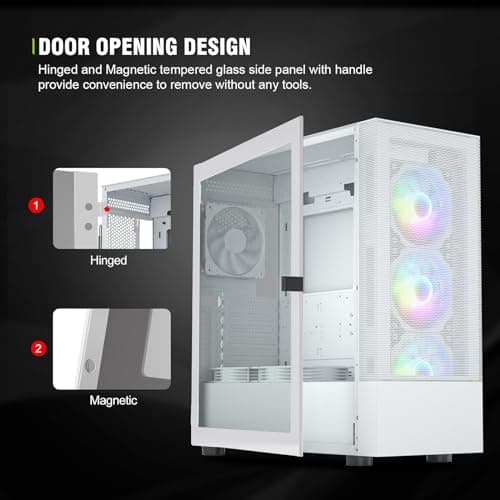 Vetroo AL600 ATX Mid Tower White Tempered Glass image