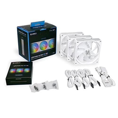 Lian Li UNI FAN AL120 V2 120mm White Addressable RGB PWM 77.3 CFM 3-Pack image