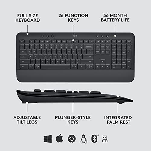 Logitech Signature MK650 Wired/Bluetooth/Wireless Standard Keyboard With Laser Mouse image