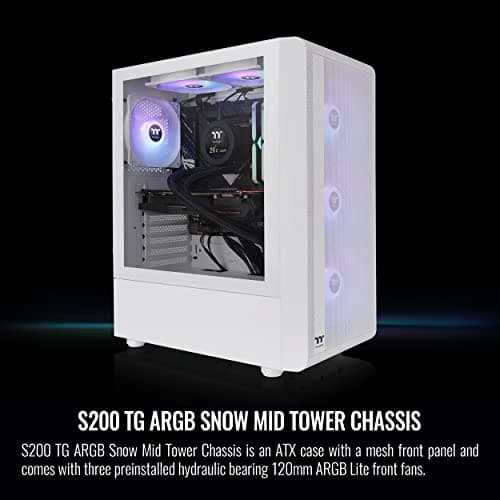 Thermaltake S200 ATX Mid Tower White Tempered Glass Side Panel ARGB image