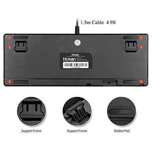 Hcman Mechanical Keyboard 87 Key Compact Gaming Keyboard,21 LED Backlit Modes, Blue Switches USB Wired Keyboard for Computer PC & Mac Gamers (Black) image