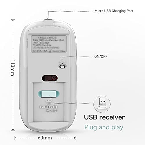 Wireless Mouse for MacBook Air/Pro Wireless Mouse for MacBook Laptop Windows iMac (Silver) image