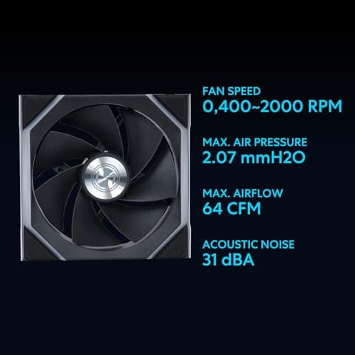 Lian Li UNI FAN SL Wireless 120 Reverse Blade 120mm Black Addressable RGB PWM 64 CFM 3-Pack image