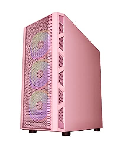 Apevia Guardian-M ATX Mid Tower Pink Tempered Glass Side Panel, USB 3.2 Gen 1 Type-A, USB 2.0 Type-A image