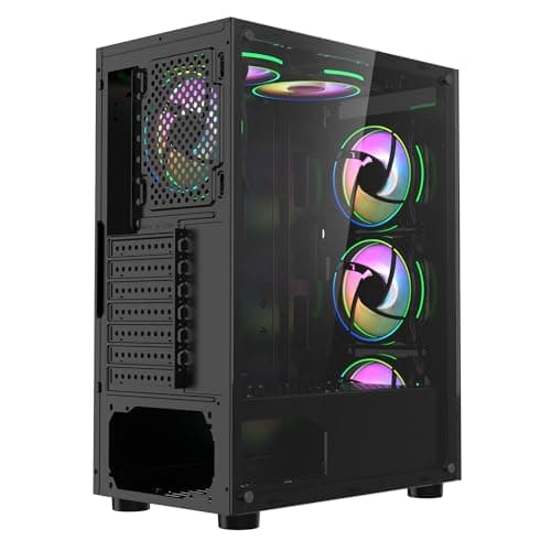 CiT Mirage F6 ATX Mid Tower Black with Tempered Glass Side Panel and USB 3.2 Gen 1 Type-A / USB 2.0 Type-A image
