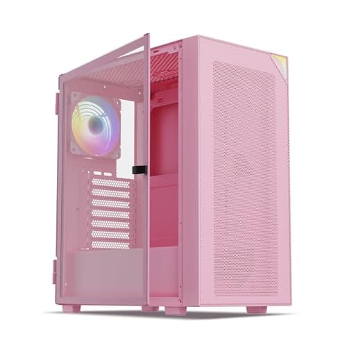 Vetroo AL800 ATX Mid Tower Pink Tempered Glass Side Panel main image