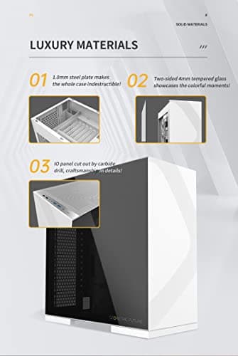 Geometric Future Model 8 ATX Mid Tower Black / White Tinted Tempered Glass Side Panel image