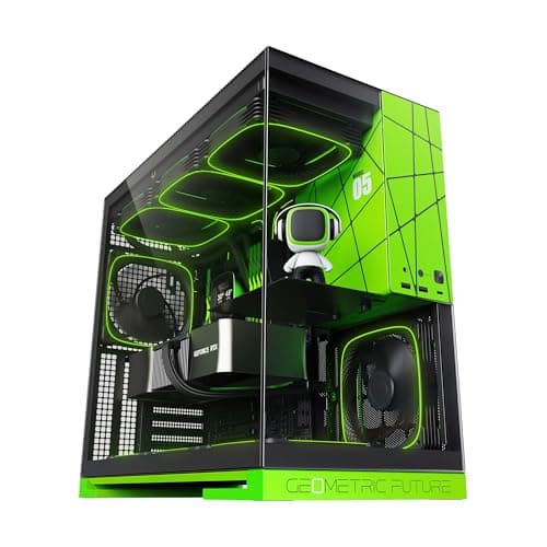 Geometric Future Model 5 ATX Mid Tower Black / Green Tempered Glass Side Panel image