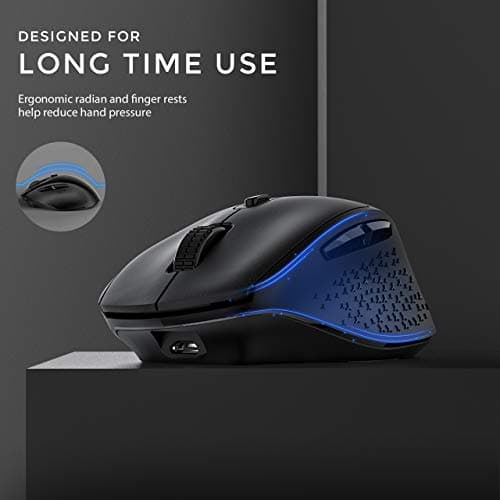VicTsing Wireless Mouse Rechargeable, 2020 Unique Comfortable Ergonomic Mouse, Noiseless/Adjustable 2400Dpi/6 Buttons, Cordless Mice with USB Receiver for PC, Computer, Laptop, MacBook image