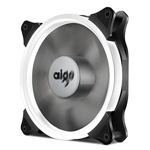 Aigo Halo LED Ring Fan 140mm 14cm Case Fan Silent Sleeve Bearing PC CPU Cooling Neon Quite Clear Case Fan Mod 4 Pin/3 Pin for Computer Cases CPU Coolers and Radiators (140mm, White) image