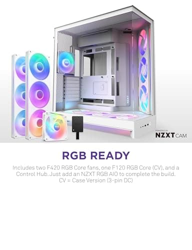 NZXT H9 Flow RGB+ (2025) ATX Mid Tower White Tempered Glass image