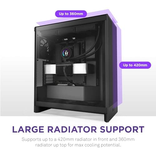 NZXT H7 Flow (2024) ATX Mid Tower Black with Tempered Glass Side Panel and USB 3.2 Gen 2x2 Type-C USB 3.2 Gen 1 Type-A image
