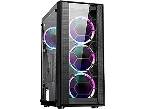 DIYPC Rainbow-Flash-F4 ATX Mid Tower Black Tempered Glass Side Panel image