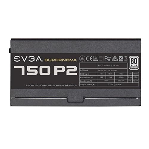 EVGA SuperNOVA 750 P2, 80+ PLATINUM 750W, Fully Modular , EVGA ECO Mode, 10 Year Warranty , Includes FREE Power On Self Tester Power Supply image