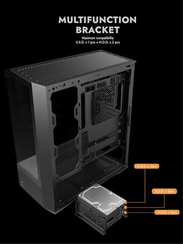 darkFlash DY460 ATX PC Case BLACK 4× ARGB PWM Fans Included image
