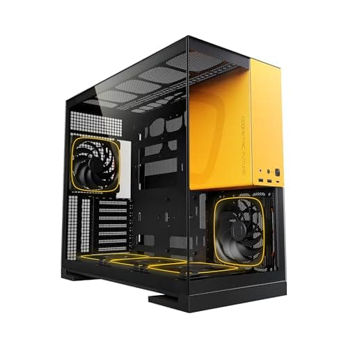 Geometric Future Model 5 ATX Mid Tower Black / Yellow Tempered Glass Side Panel, USB 3.2 Gen 2x2 Type-C, USB 3.2 Gen 1 Type-A image