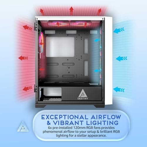 Apevia Destiny Pro ATX Mid Tower White / Black with Tempered Glass Side Panel and USB 3.2 Gen 1 Type-A image