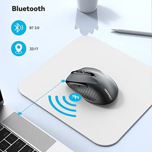 TeckNet 2600DPI Bluetooth Wireless Mouse, 12 Months Battery Life with Battery Indicator, 2600/2000/1600/1200/800DPI image