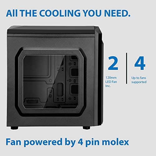 CiT F3 Micro ATX Mini Tower Black / Blue with Acrylic Side Panel and USB 3.2 Gen 1 Type-A, USB 2.0 Type-A image