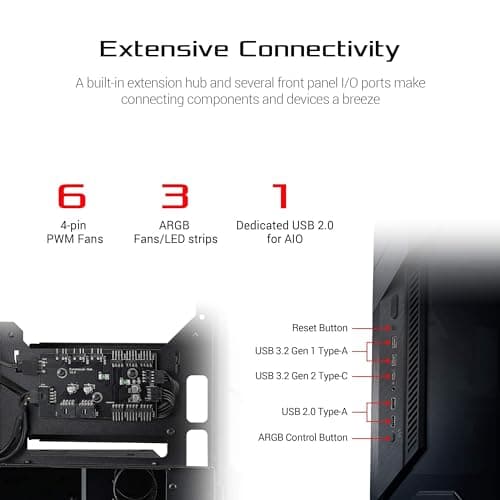 Asus ROG Z11 Mini-ITX Tower Black with Tinted Tempered Glass Side Panel and Front I/O: USB 3.2 Gen 2 Type-C, USB 3.2 Gen 1 Type-A, USB 2.0 Type-A image