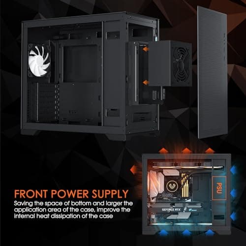 Vetroo AL-MESH-7C ATX Mid Tower Black Tempered Glass Side Panel and USB 3.2 Gen 2 Type-C / USB 3.2 Gen 1 Type-A image