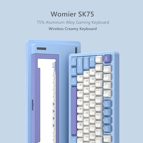 Womier SK75 RGB Wired/Wireless/Bluetooth Mini Womier Mint Blizzard Linear Mechanical Gaming Keyboard image